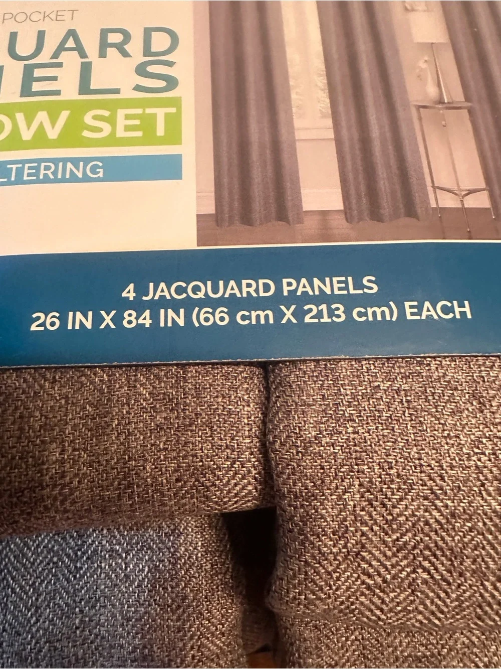 Gray Jacquard Window Panel Set - Light Filtering 26x84 4 panels
